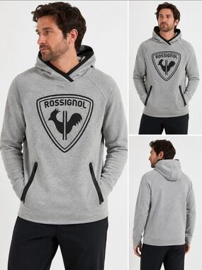 Rossignol Logo Performance Hoodie Heather Gray 2XL Ski Snowboard Sweatshirt
